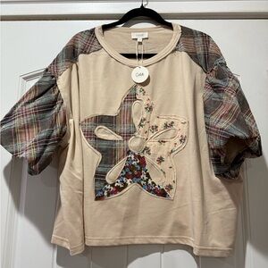 Oddi Beige Floral Patchwork Blouse